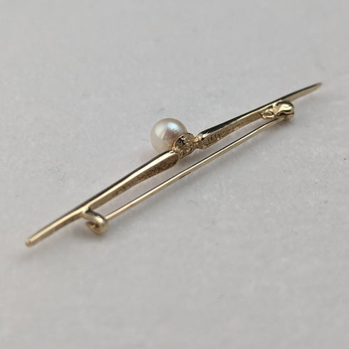 英國復古 9 克拉金珍珠別針胸針 PMS